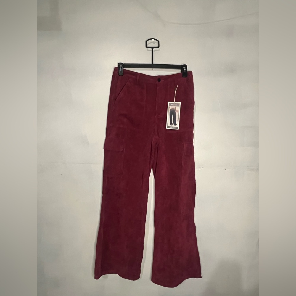 Indigo Rising Corduroy Cargo Pants Juniors 7/28 Wide Leg Pink Bobo